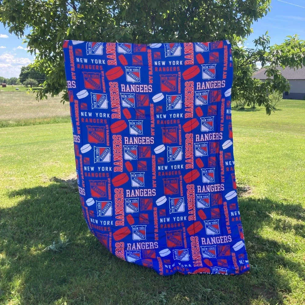 New York Rangers Hockey Comforter Set NEW Twin Blue NHL 5 Piece Logo Print